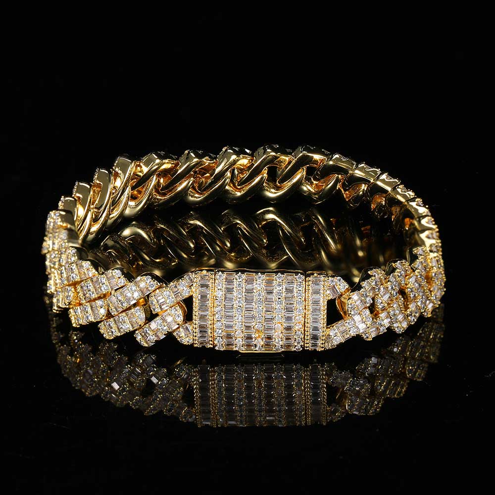 Hip Hop Square Circle Mixed Inlay 10mm Diamond Cuban Necklace