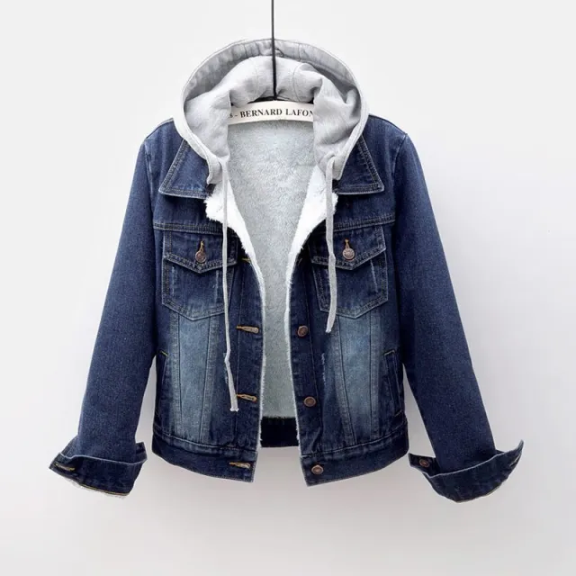 Korean style Long sleeved Slim fit Hooded Cropped Jacket Versatile Top Deep Blue - Shop at LoveMi