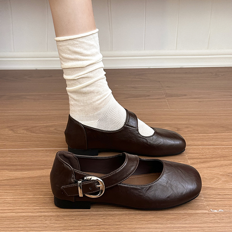 Crinkle Leather Buckle Flats, picture 4 of 4