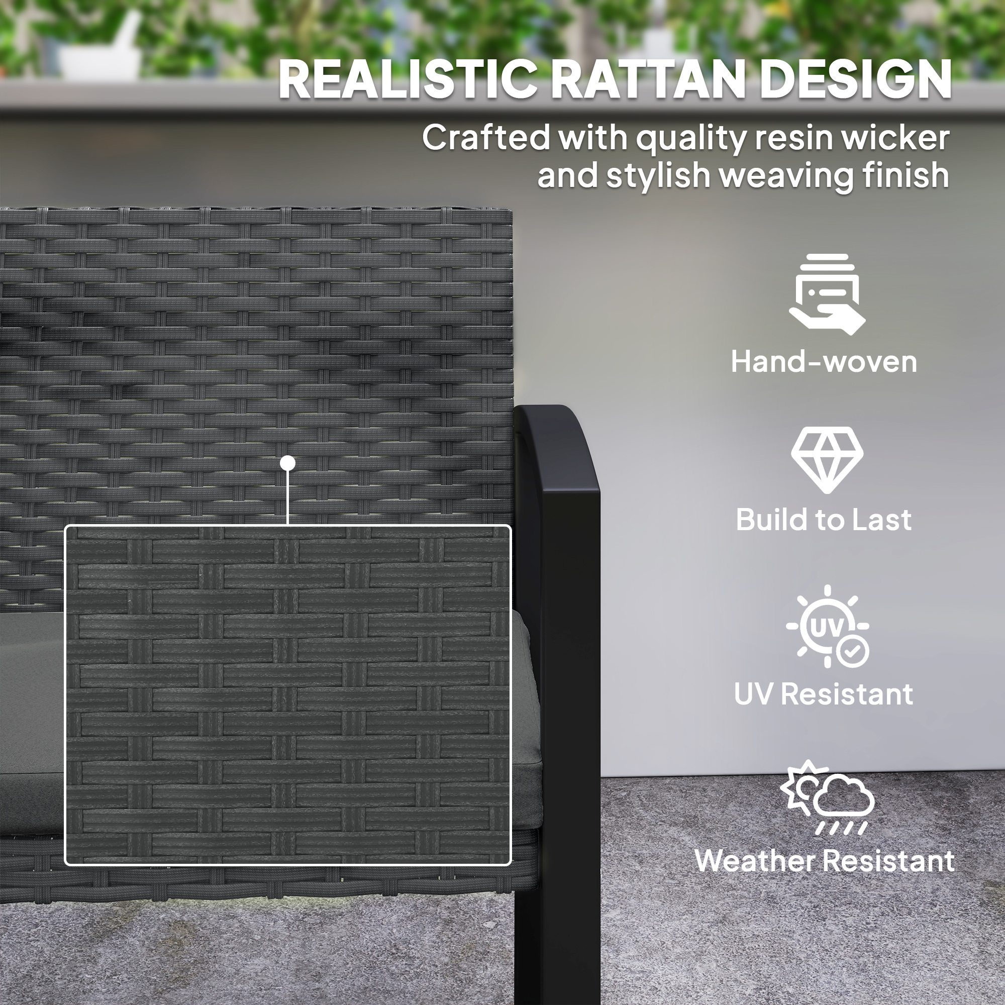 Double Rattan Garden Bench — image 3