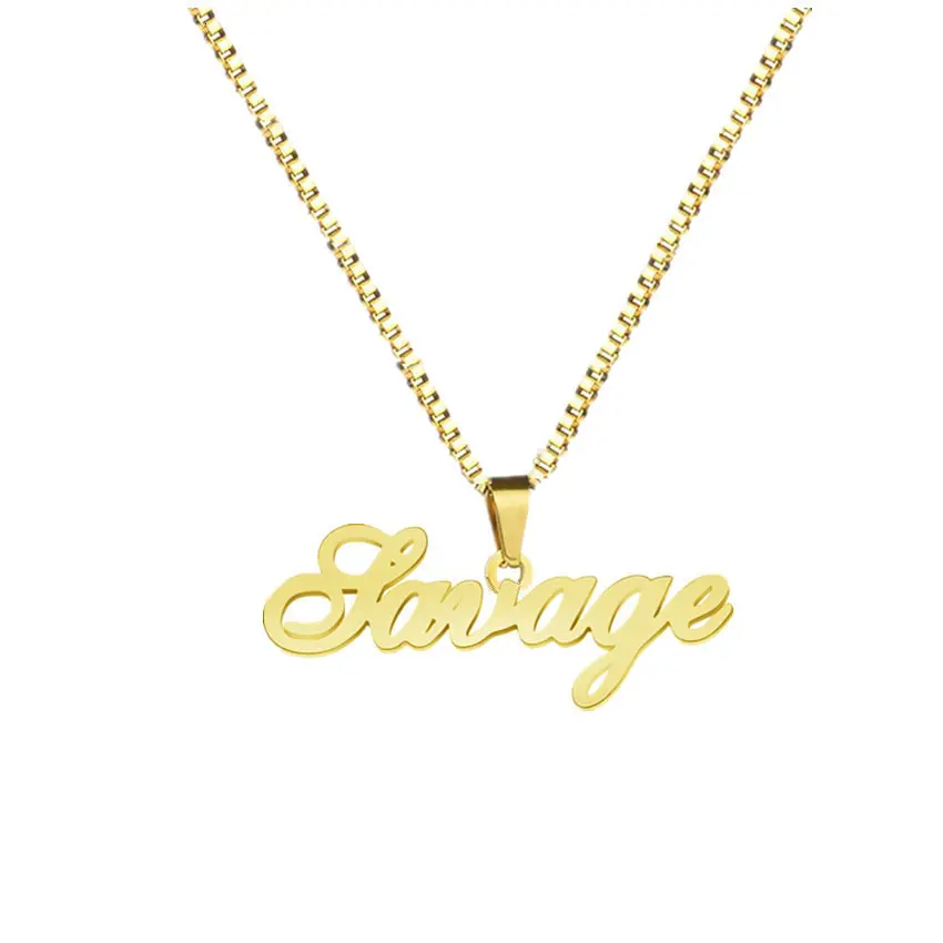 Custom Name Stainless Steel Necklace 18K Gilded Letters