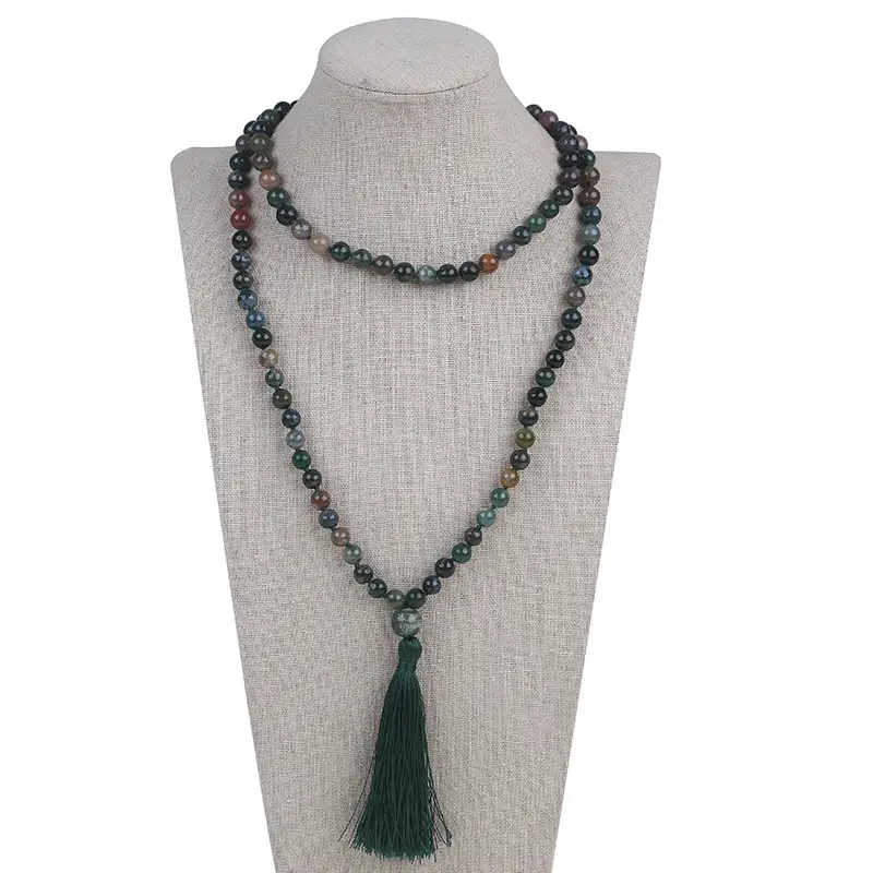 Long Agate Dress With 108 Simple Tassel Necklaces For Ladies