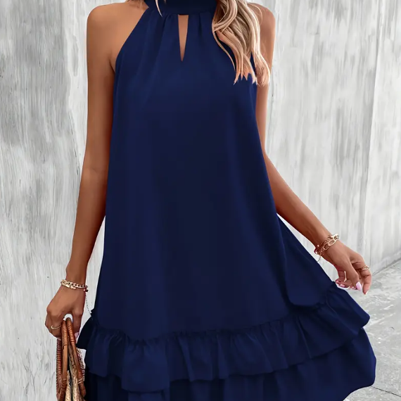 Solid Color Keyhole Neck Tank Dress