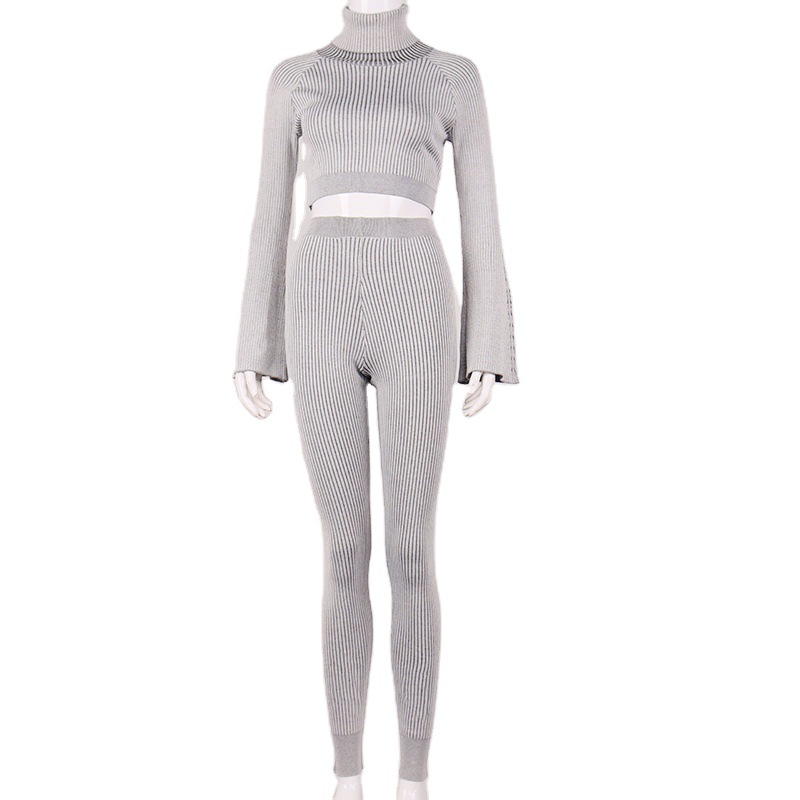 Ladies Casual Matching Flared Sleeve Leggings Suit