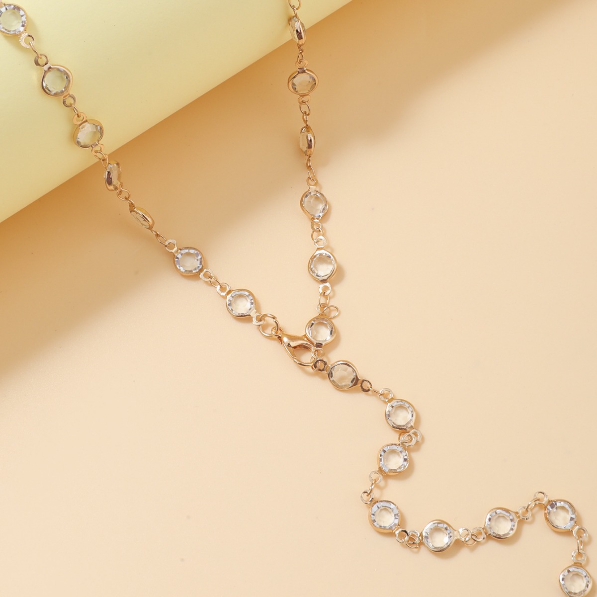 Cross-Border European Fashion Jewelry, Colorful Crystal Chain Necklace, Sweet Tassel Alloy Multi-Layer Clavicle Chain For Women