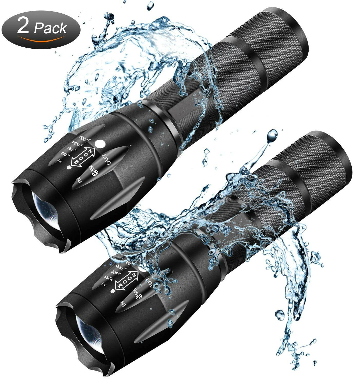 2 X 120000000LM Super Bright Flashlight LED Powerful Rechargeable Torch Zoomable — image 9