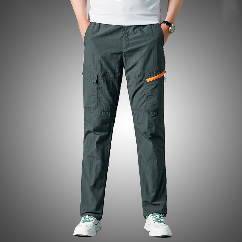 Ice Silk Straight Loose Multi-pocket Casual Quick-drying Hiking Long Pants