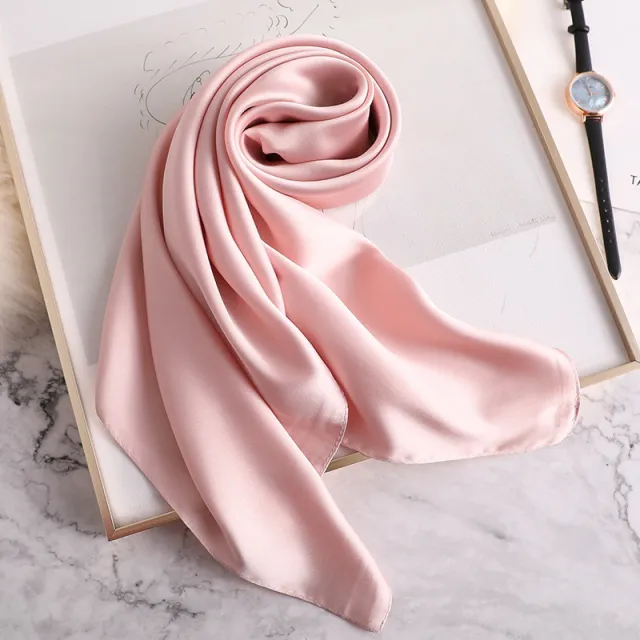 Women's Decorative Spring And Autumn All match Solid Color Thin Silk Scarf Pink - Shop at LoveMi