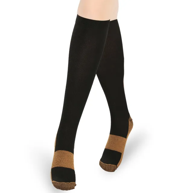 Unisex Copper Compression Socks Women Man Durable Hose Graduated Support Socks For Running Nursing Shin Splints Edema Swelling Recovery Black - Shop at LoveMi