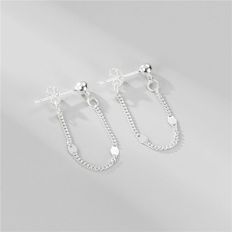 Title 3, Sterling Silver Sparkling Star Flat Earrings