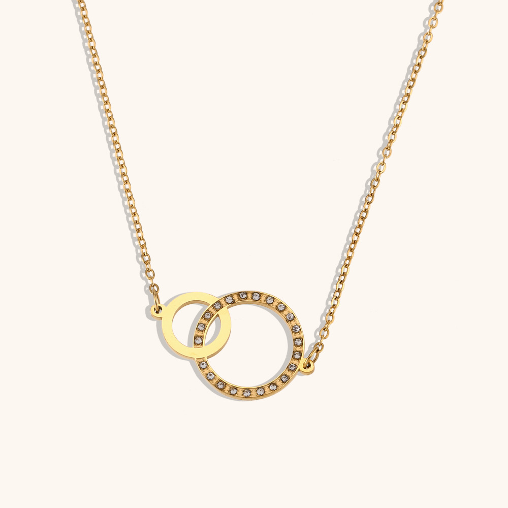 Personalized Simple Inlaid Zirconium Size Ring Bracelet Stainless Steel Plated 18k Necklace Ornament
