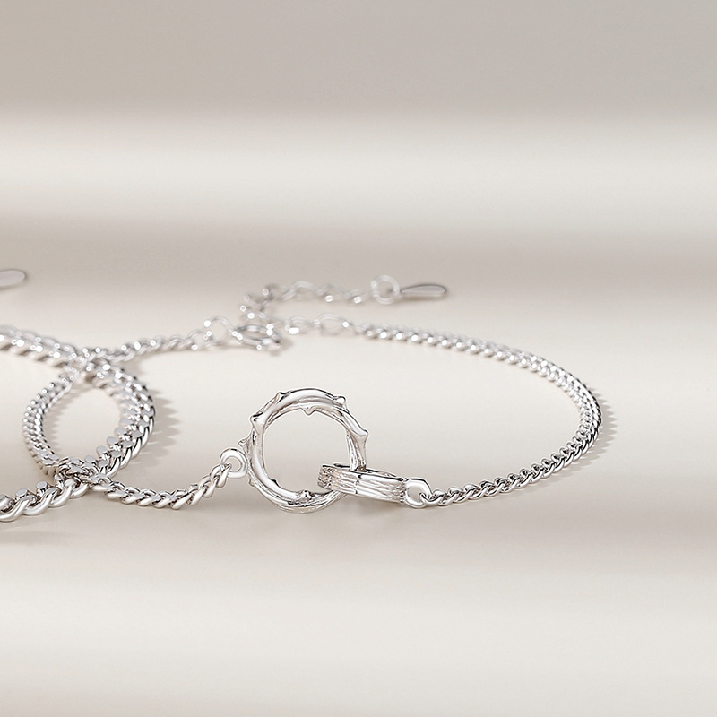 Title 3, Bracelets de couple Thorns Mobius en argent ste...