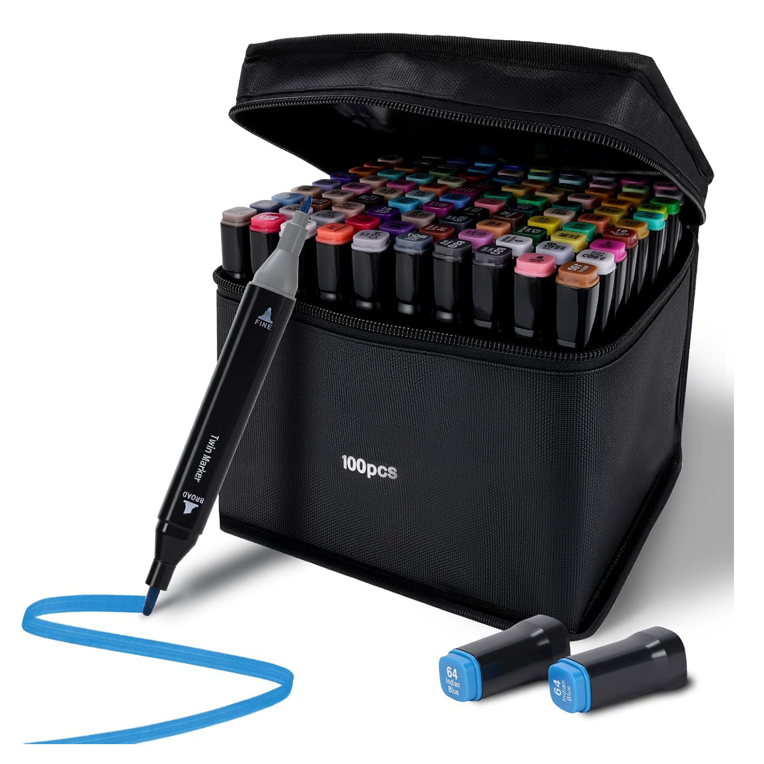100 Colors Double Tip Brush Pens, Watercolor-Based Markers, 