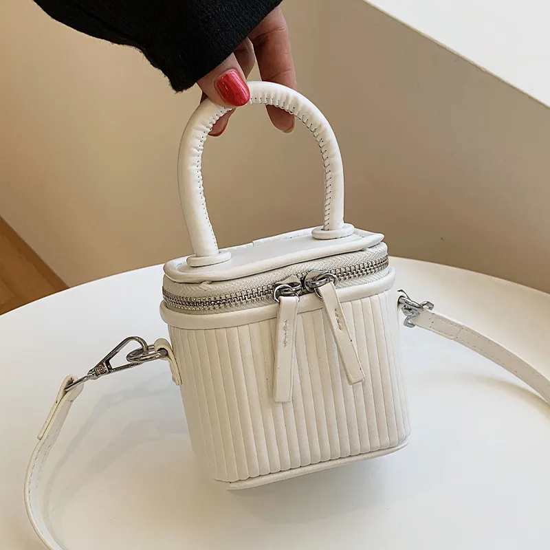 Textured Small Bag Female Hand Bag Western Style One-shoulder Diagonal Small Square Bag - White