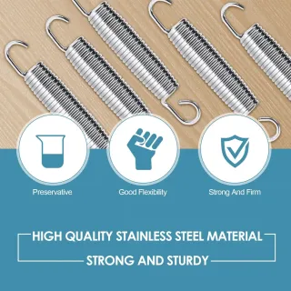 Set Of 35 Trampoline Replacement Springs, Heavy-Duty Galvanised 5.5 14cm Silver
