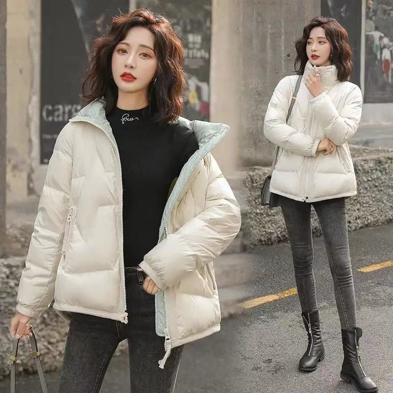 Women's Short Cotton padded Jacket Anti season Bright Face Down Padded Jacket Fashion Off White - Shop at LoveMi