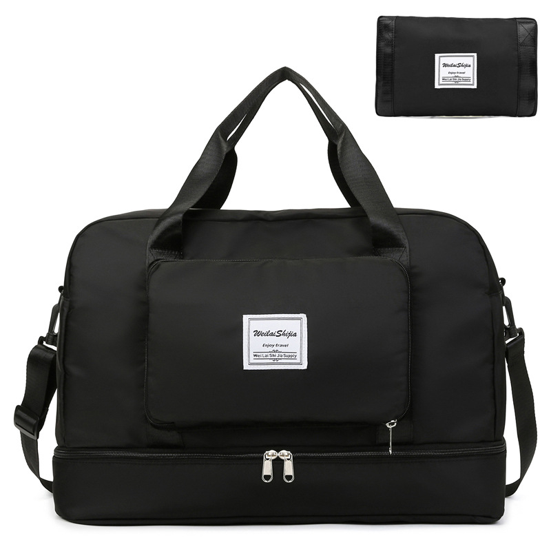 Foldable Travel Duffel Bags Sports Gym Tote Bag Women Black - Shop at LoveMi