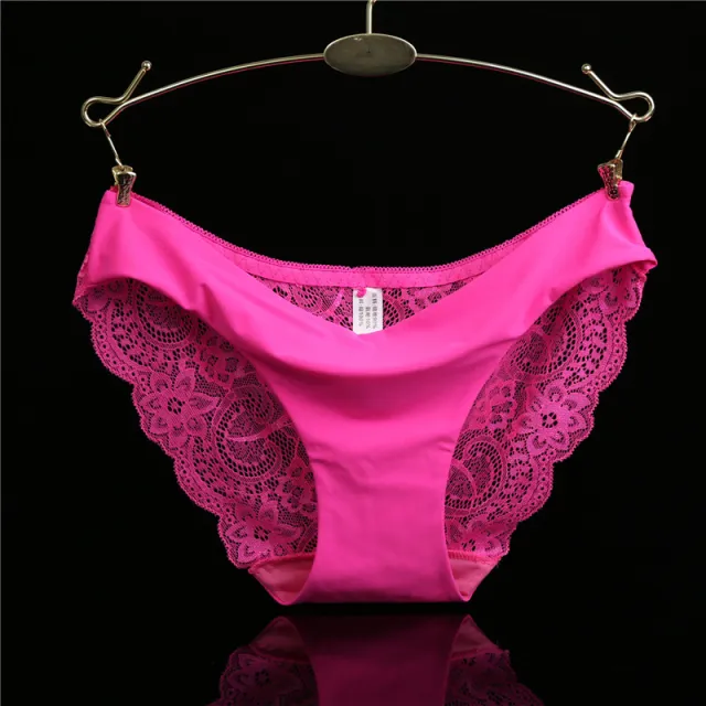 Women's Fashion Solid Color Seamless Lace Panties Rose Red - Shop at LoveMi
