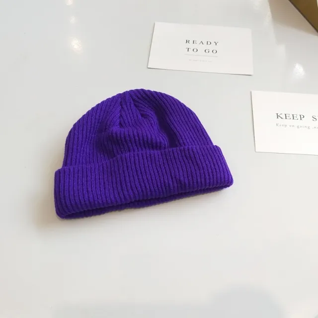 Women's Dome Short Knitted Wool Hat Purple - Shop at LoveMi