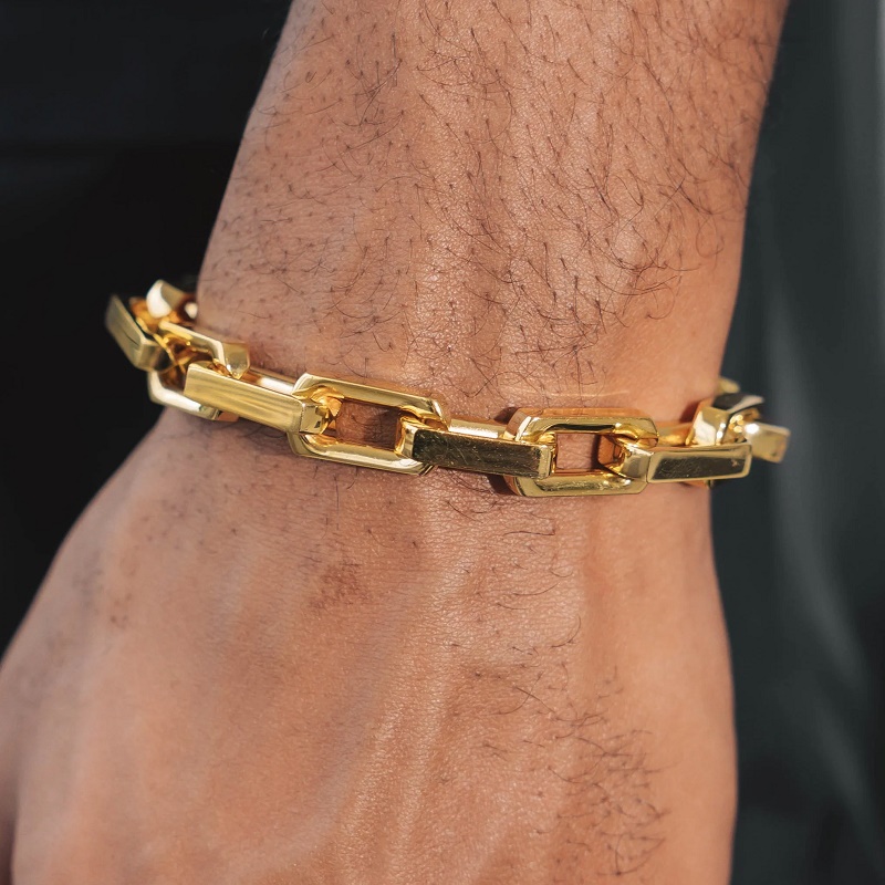 Fashion Titanium Steel Two-tone Square Buckle Bamboo Bracelet