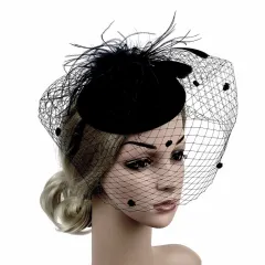European And American Bridal Wedding Net Yarn Hair Accessories Fashion Headband Headdress - Black - View 1