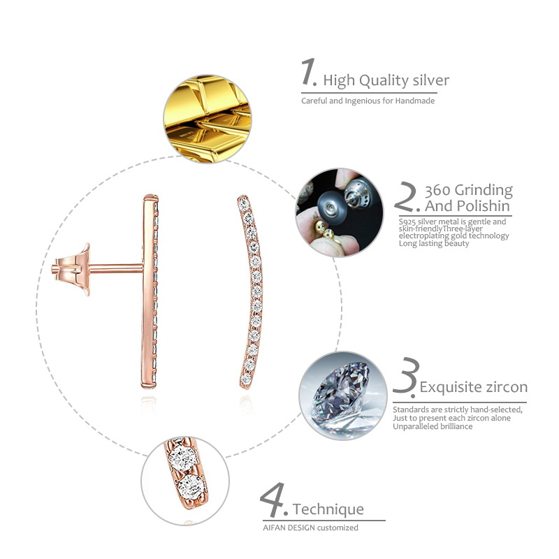 Trendy Geometric Zircon Earrings Simple