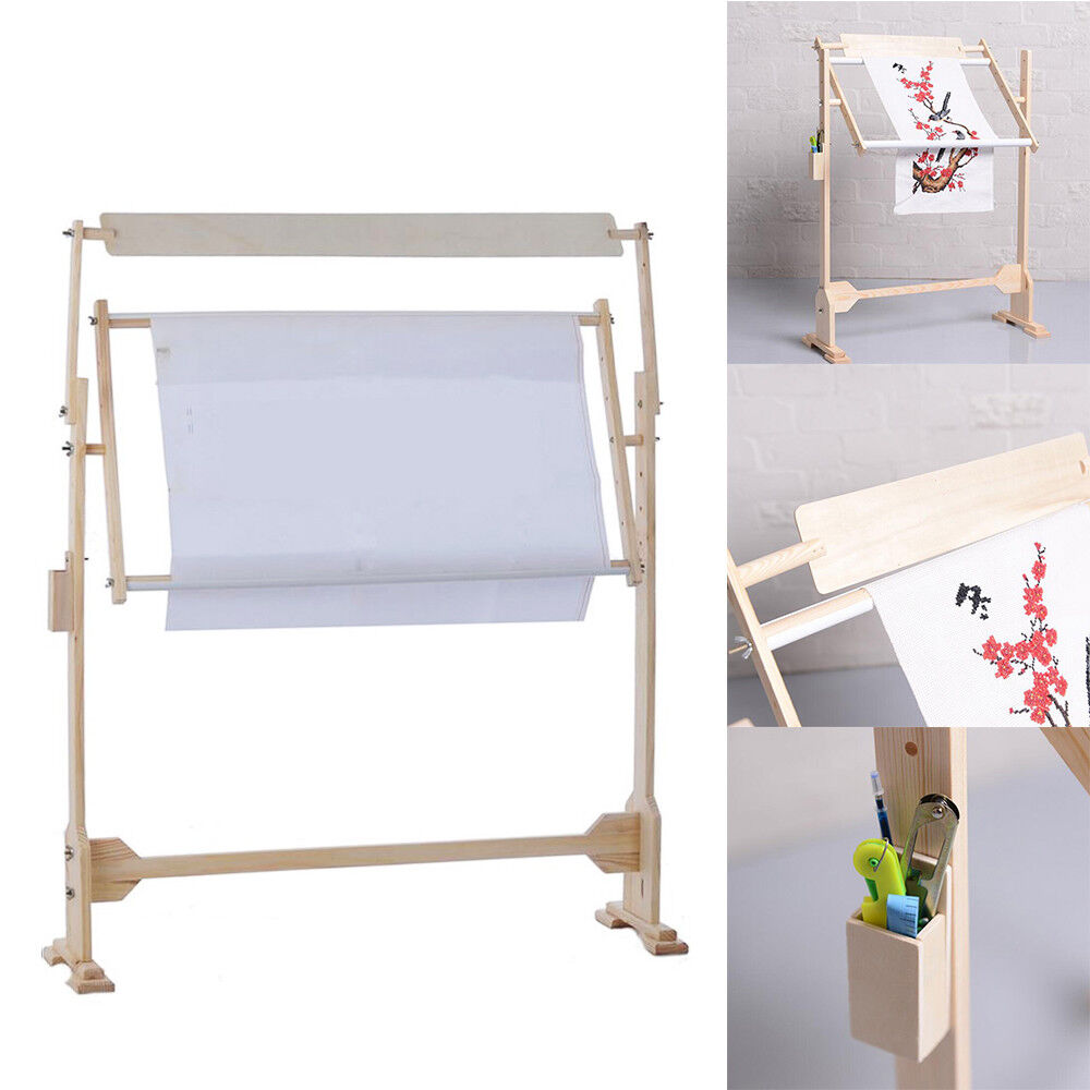 Cross Embroidery Frame Tabletop Floor Stand Wooden Tapestry Hoops Adjust — image 10