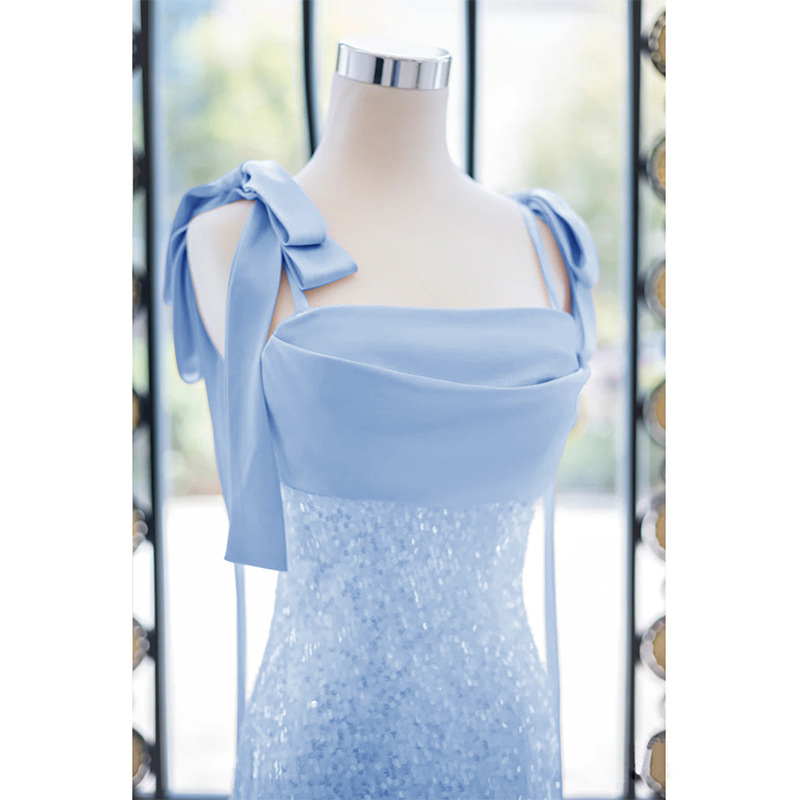 Fashion Slim Sequin Fishtail Cocktail Dress Sky Blue - Shop at LoveMi
