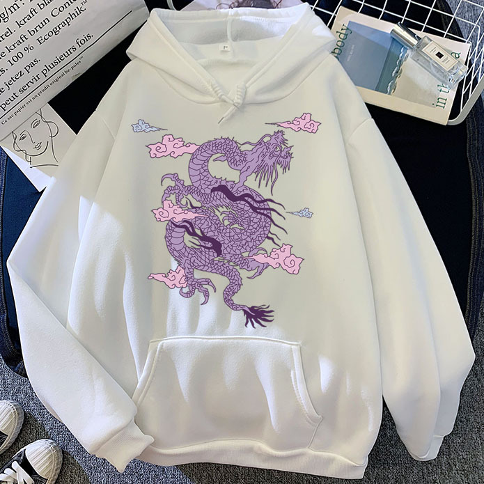 Title 7, Purple Dragon Cloud Printed Hooded Hoodie