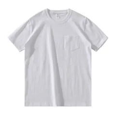 Japanese Retro Cotton Solid Color Tube Knit Short-sleeved T-shirt - Snow White - View 1