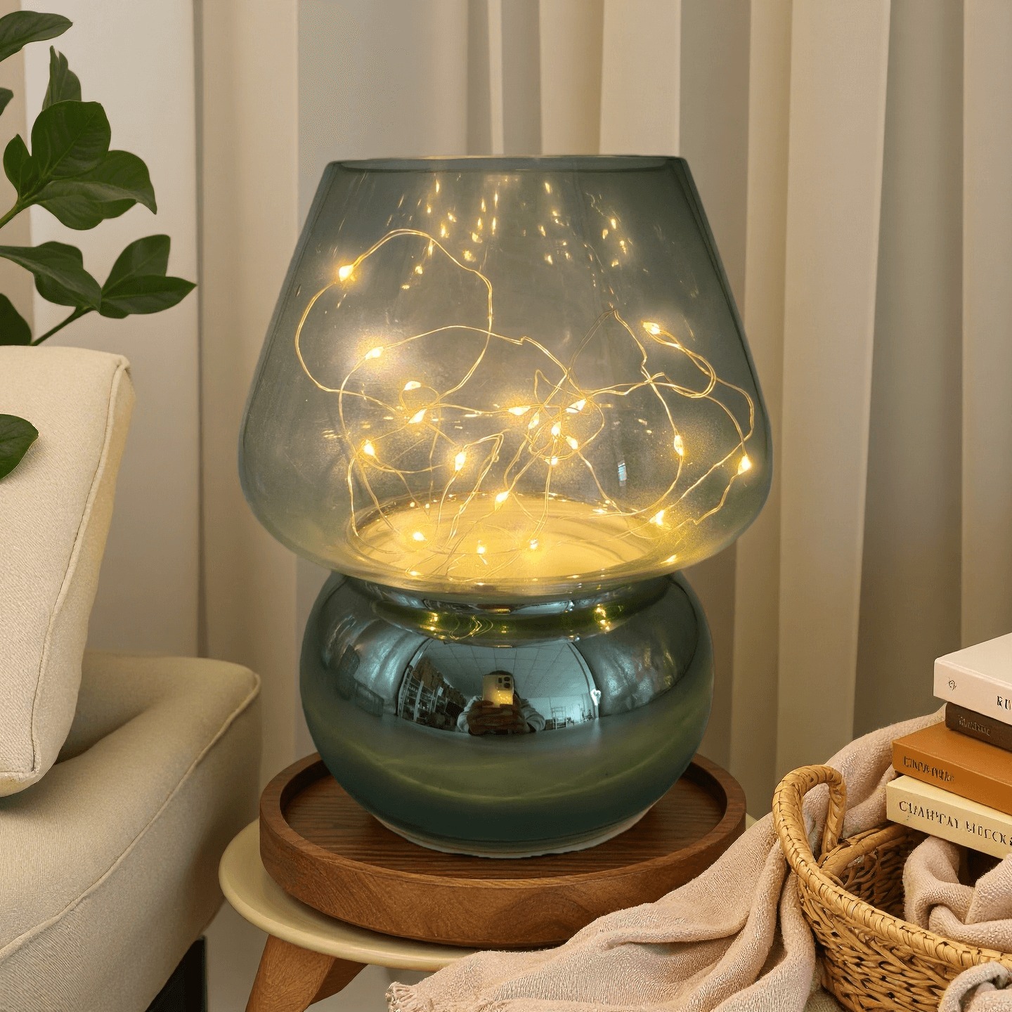 Glass Mushroom Battery-Powered Lamp -Cute Mushroom Shape, Compact Portable Without Restraints, Adding Warmth To Any Corner Battery Not Included view 6
