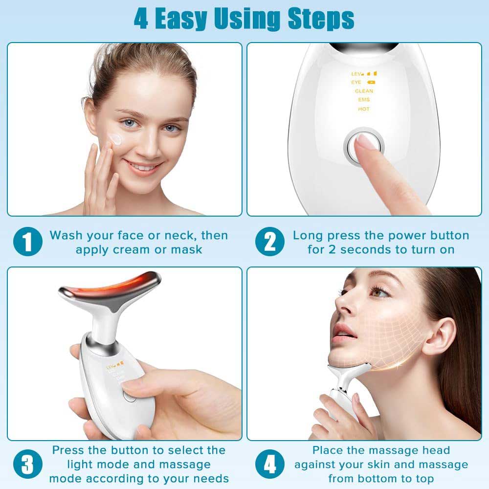 Neck Face Massager Face Sculpting Tool 3 Colour Modes And Vibration For Facial Massager For Double Chin image 3
