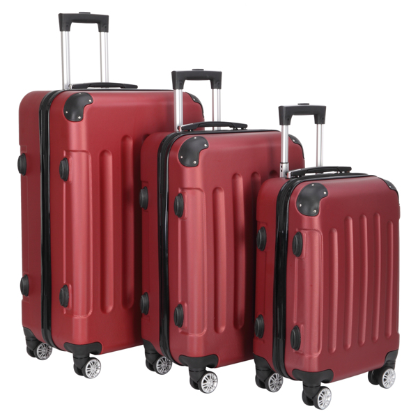 3-in-1 Swivel Wheel With Handle, 4 Corner Protectors, Trolley Box, 20in 24in 28in, ABS Aluminum Alloy Trolley, Classic Color - Burgundy — foto 8