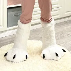 Cute Cartoon Bear Paw Plush Cotton Shoes With High Top And Anti-slip Heel - Long Style Cloth Bottom-35To40 - View 1