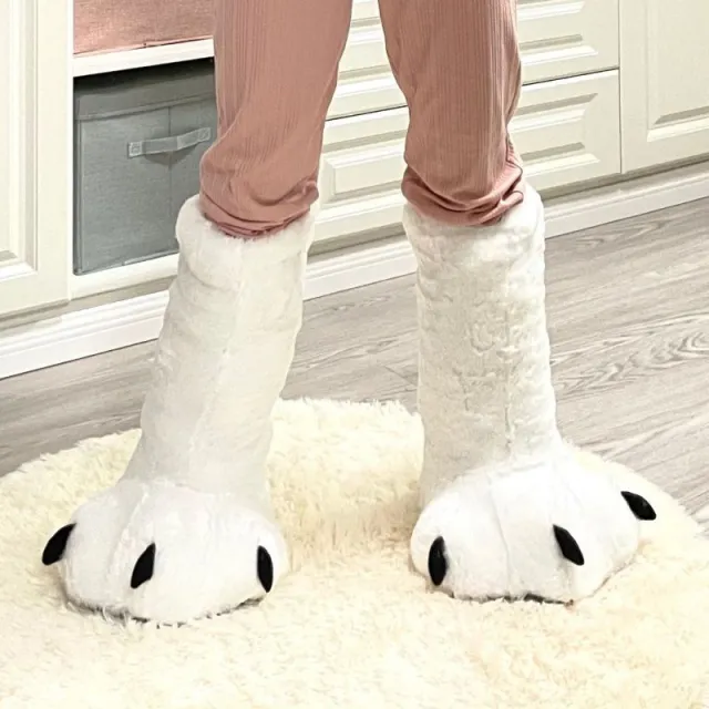 Cute Cartoon Bear Paw Plush Cotton Shoes With High Top And Anti slip Heel Long Style Cloth Bottom 35To40 - Shop at LoveMi