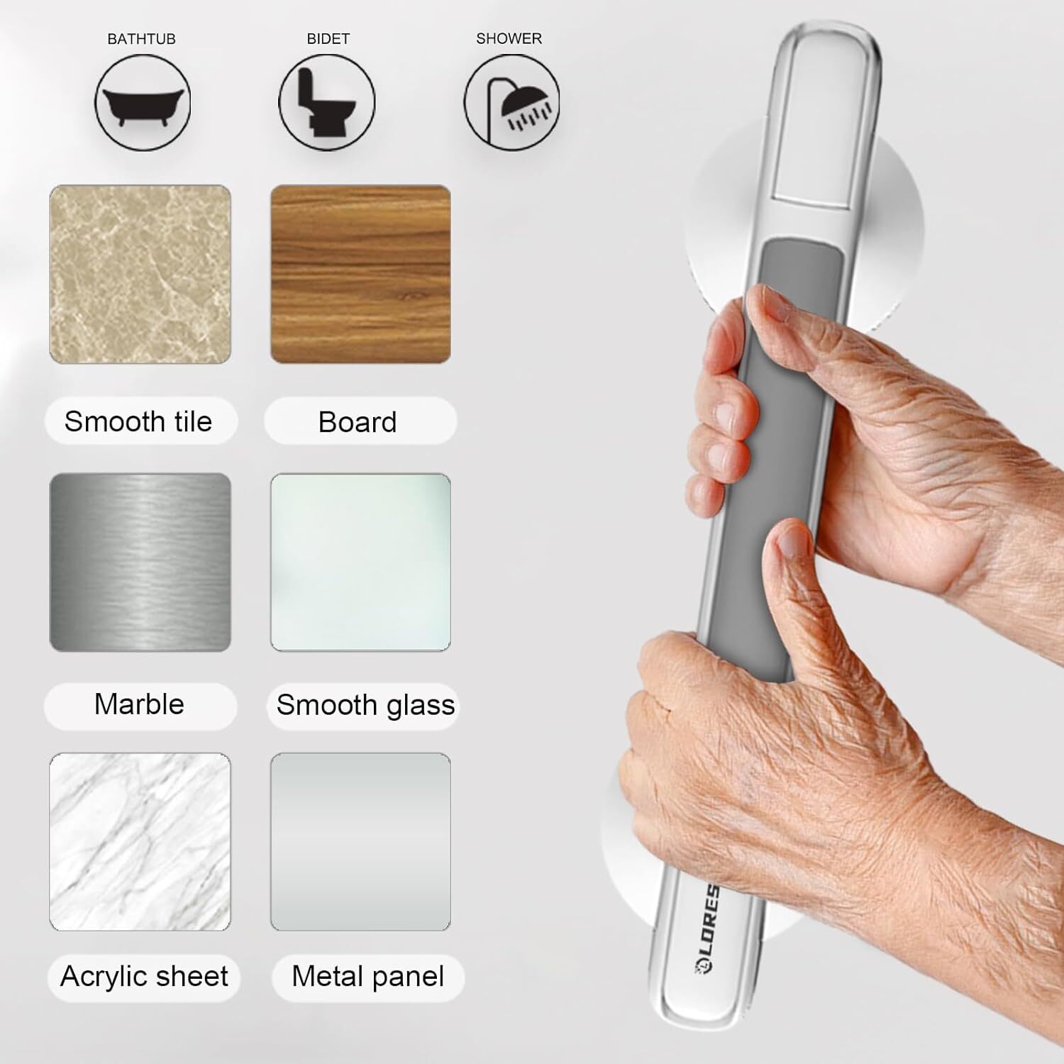 Safety Support Hand Rail Handle Bar Grip Grab Suction Bath Bathroom Shower — image 3