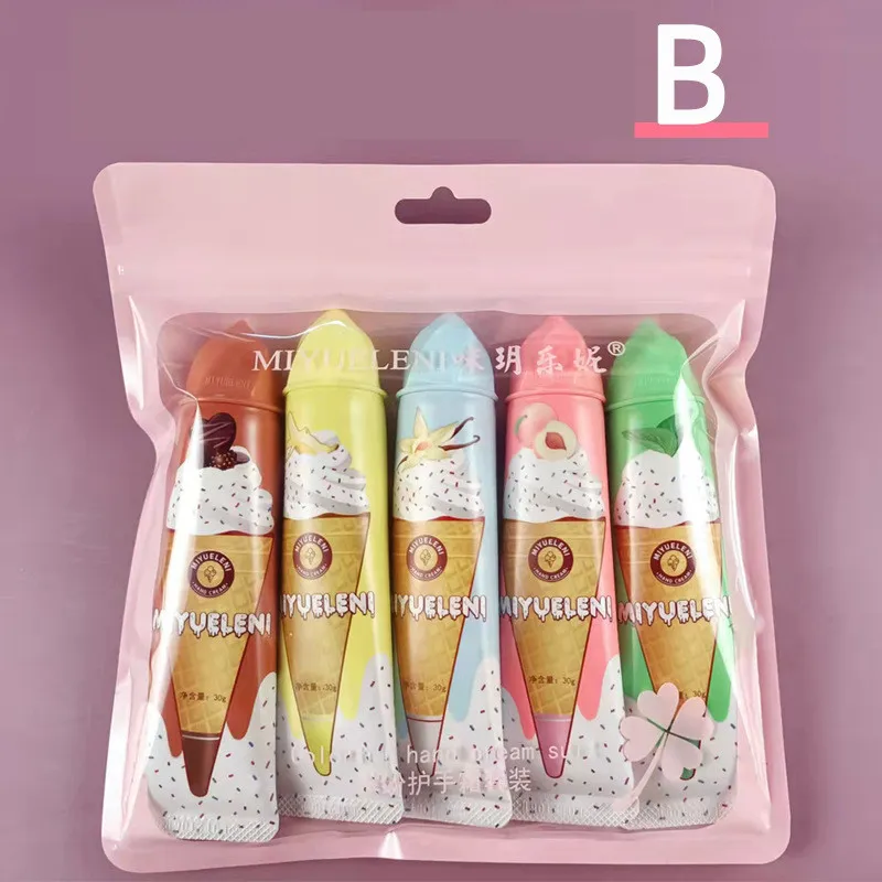 Women's Autumn And Winter Moisturizing Rejuvenating Hand Mask - Ice Cream Hand Cream 5Bags B