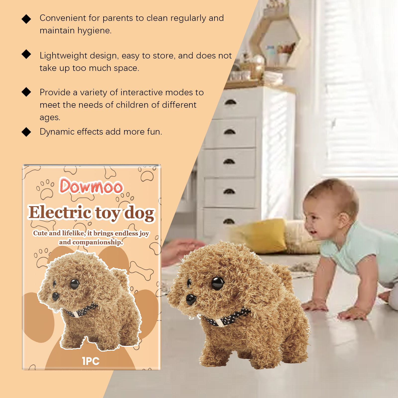 Cute Electric Plush Toy Dog, Interactive Realistic Puppy Toy For Kids thumbnail 2