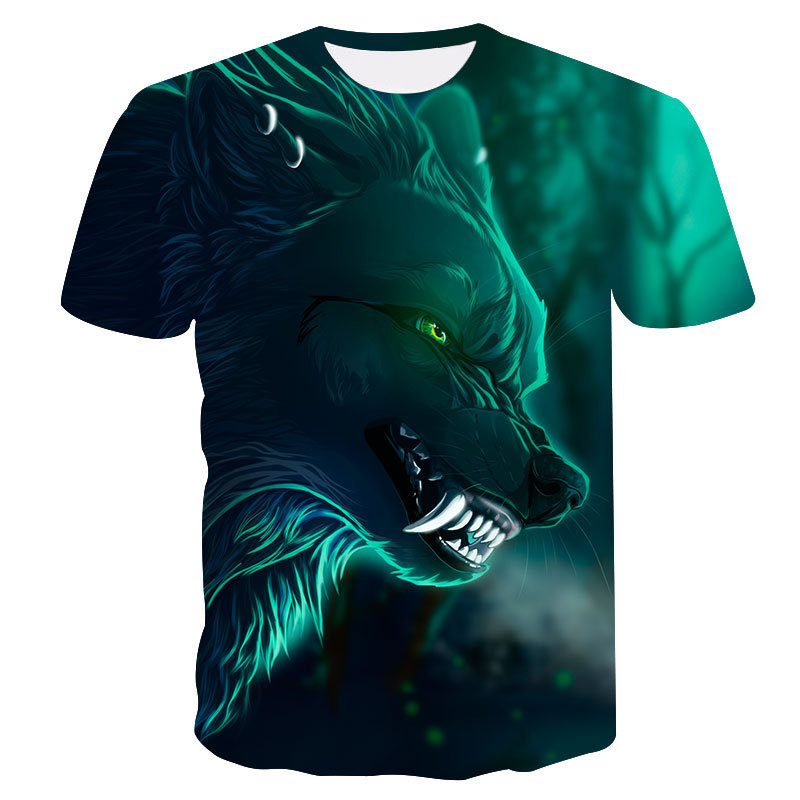 Title 2, Neues Wolf Trendy Digitaldruck Rundhals Herren ...