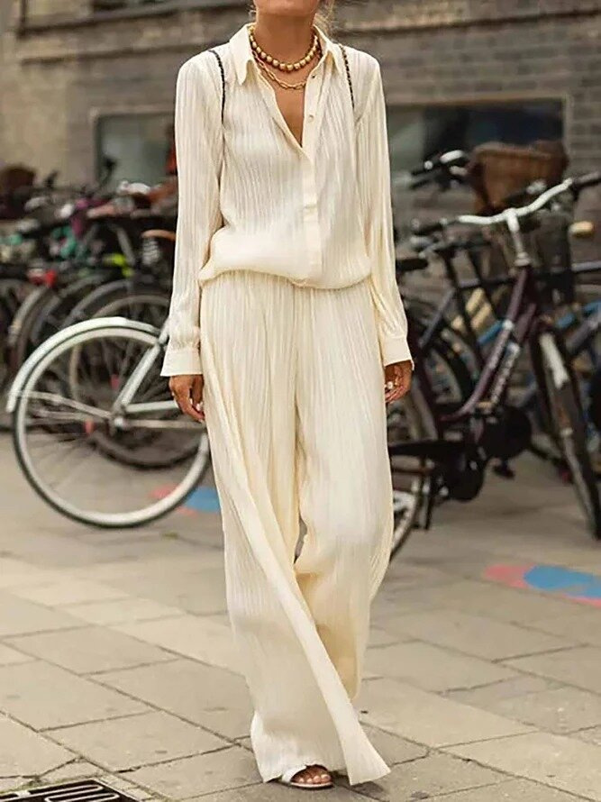 Solid Color Long-sleeved Shirt Loose Suit