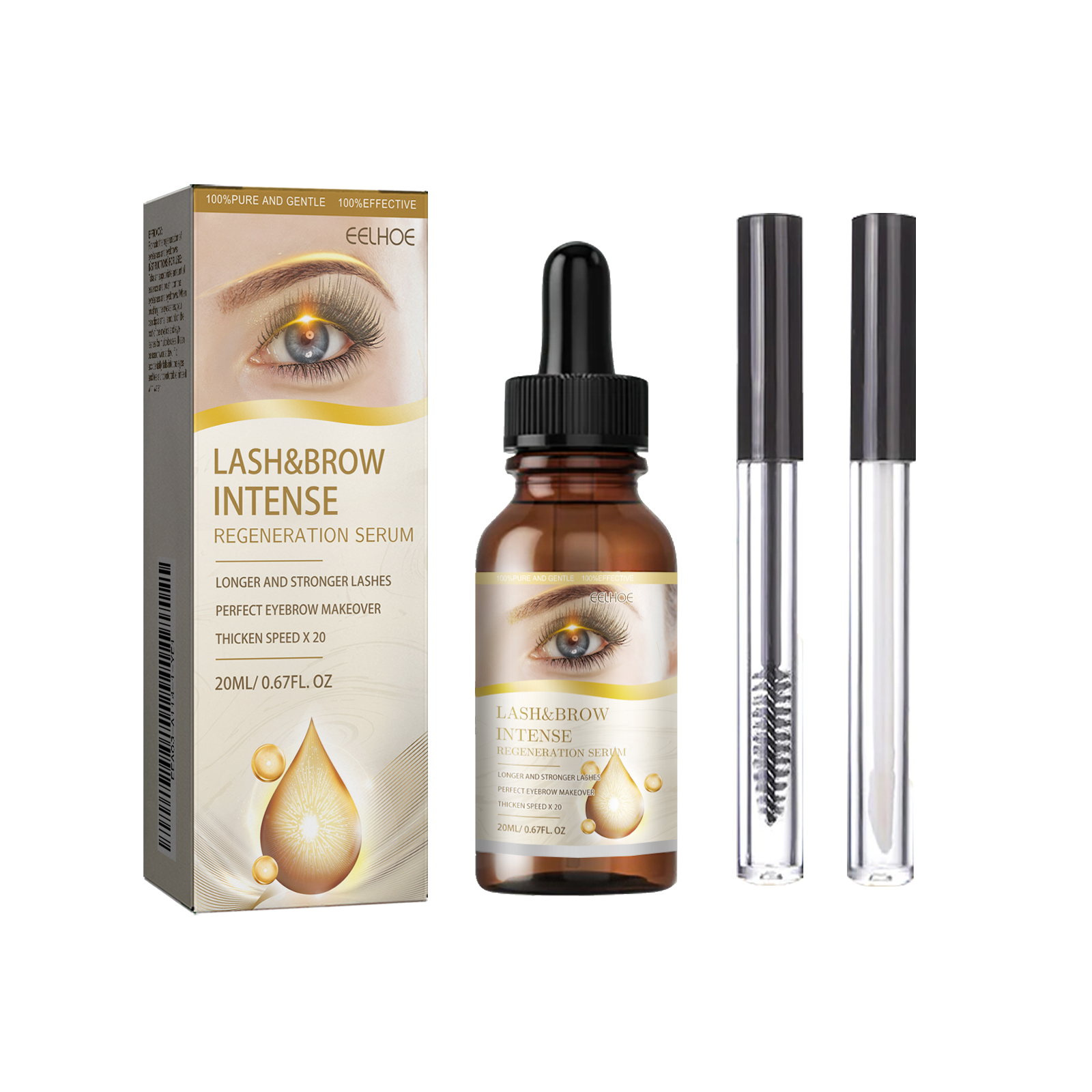 Eyelash Eyebrow E Ssence Set 20ml 1box-1 Eyelash Brush-1 Eyebrow Brush