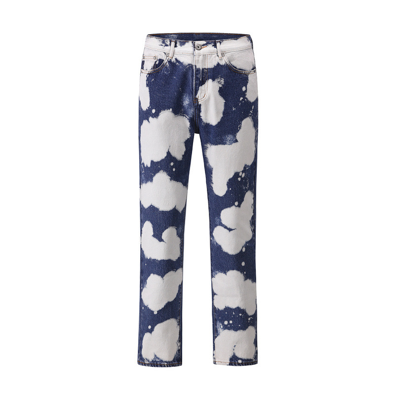 Individualized Tie dyed Cloud Casual Straight Jeans Blue - Shop at LoveMi