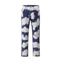 Individualized Tie-dyed Cloud Casual Straight Jeans - Blue - View 1