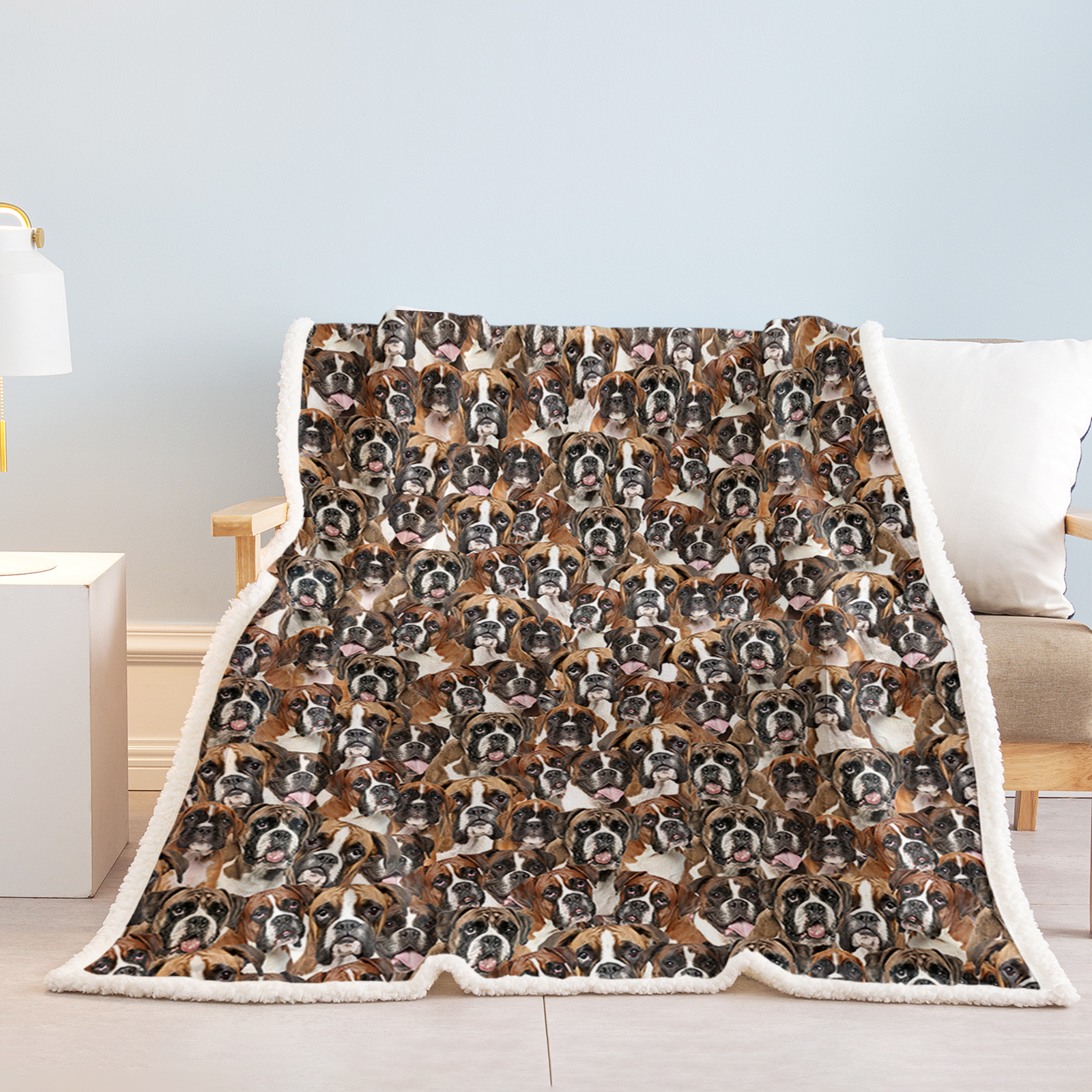 Boxer Blankets Super Soft Fuzzy Dogs Blanket For Kids Adults Cute Puppy Fleece Blanket Reversible Animal Brown Sherpa Throw Thick Lightweight Cozy Plush Blankets 2