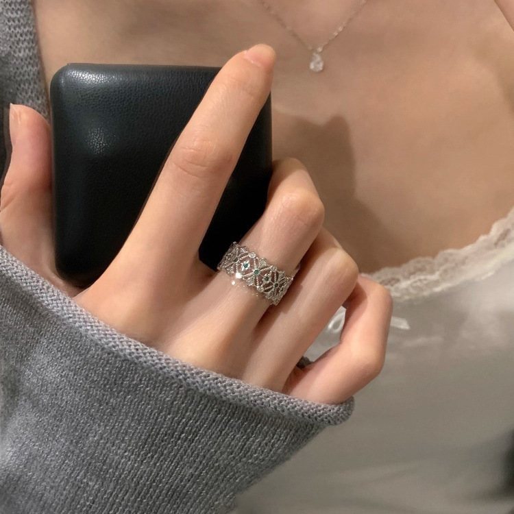 Women Niche Aesthetic 925 Silver Retro Plain Band Ring