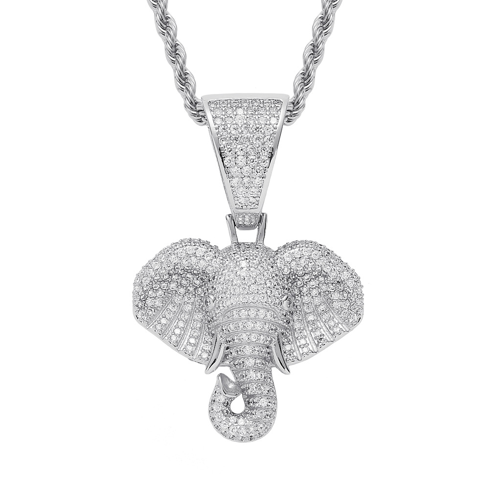 Vintage Elephant Head Shape Pendant Necklace Silvery White - Shop at LoveMi