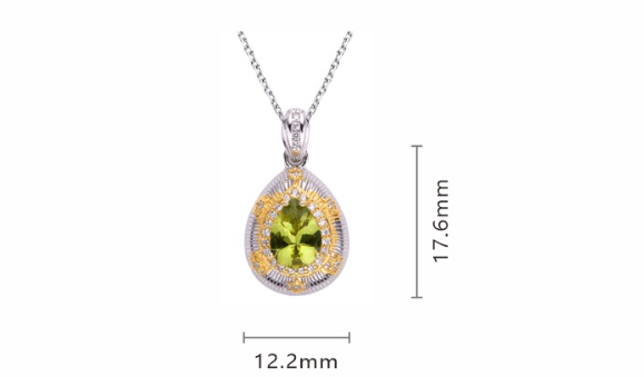 Title 1, Collar de olivino natural incrustado en plata d...