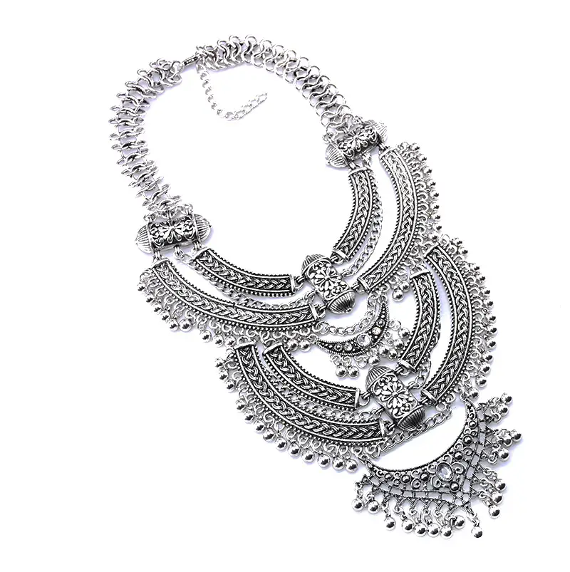 New European And American Big Brand Exaggerated Retro Silver Carved Pendant