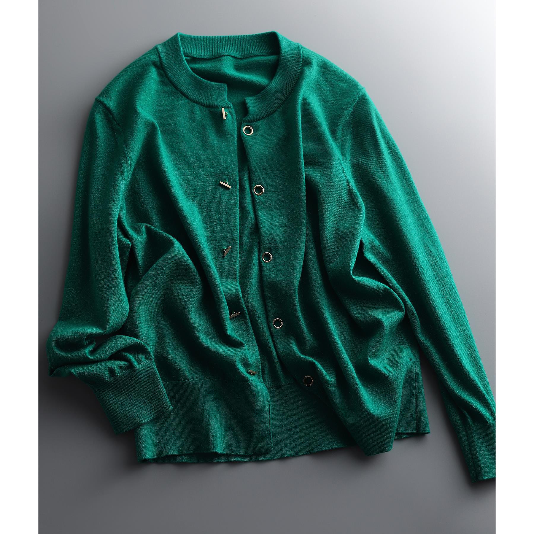 Metal Buckle Lazy Wool Coat Knitted Cardigan Thin Women