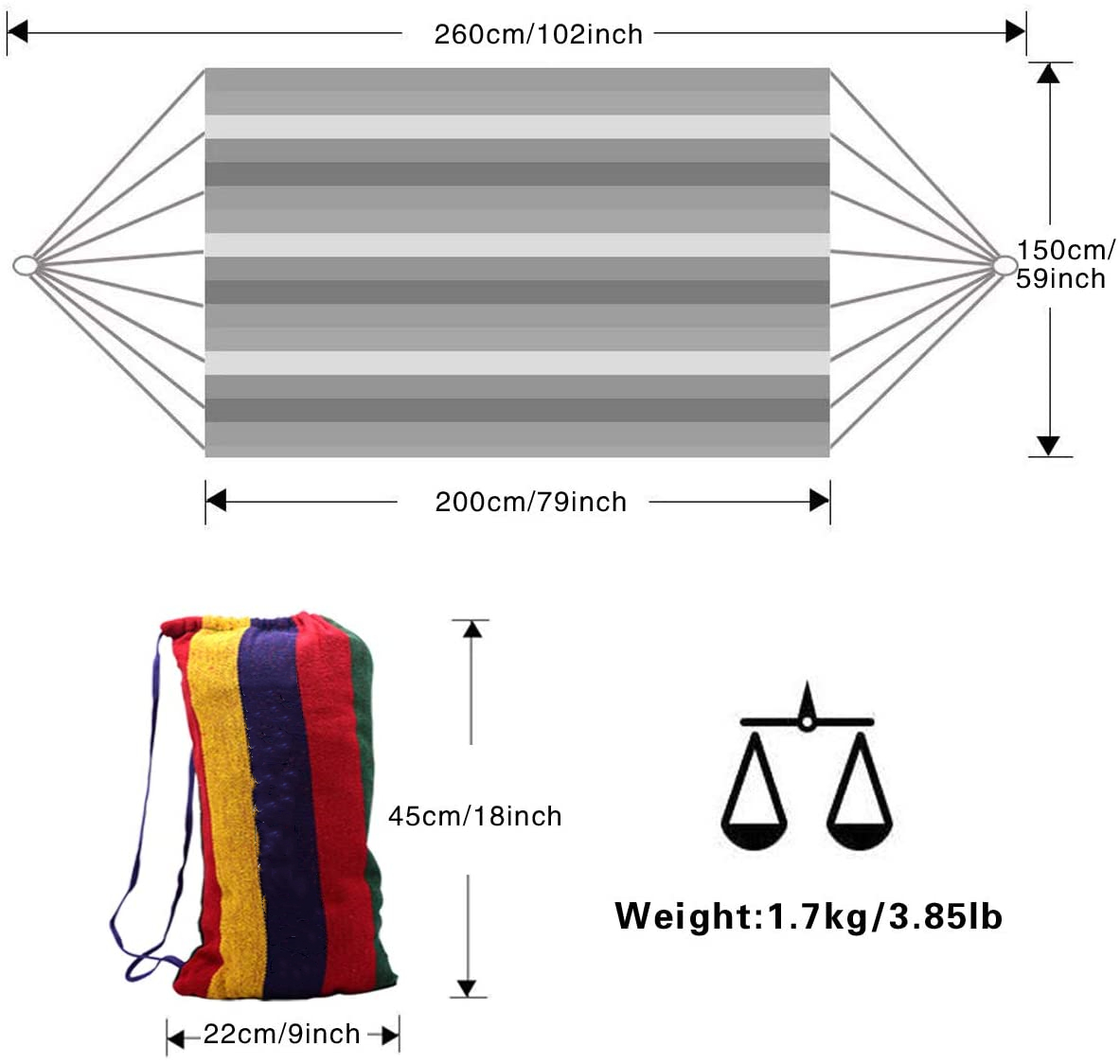 أرجوحة التخييم المتوازنة - أرجوحة للسفر، الشاطئ، والتجوال